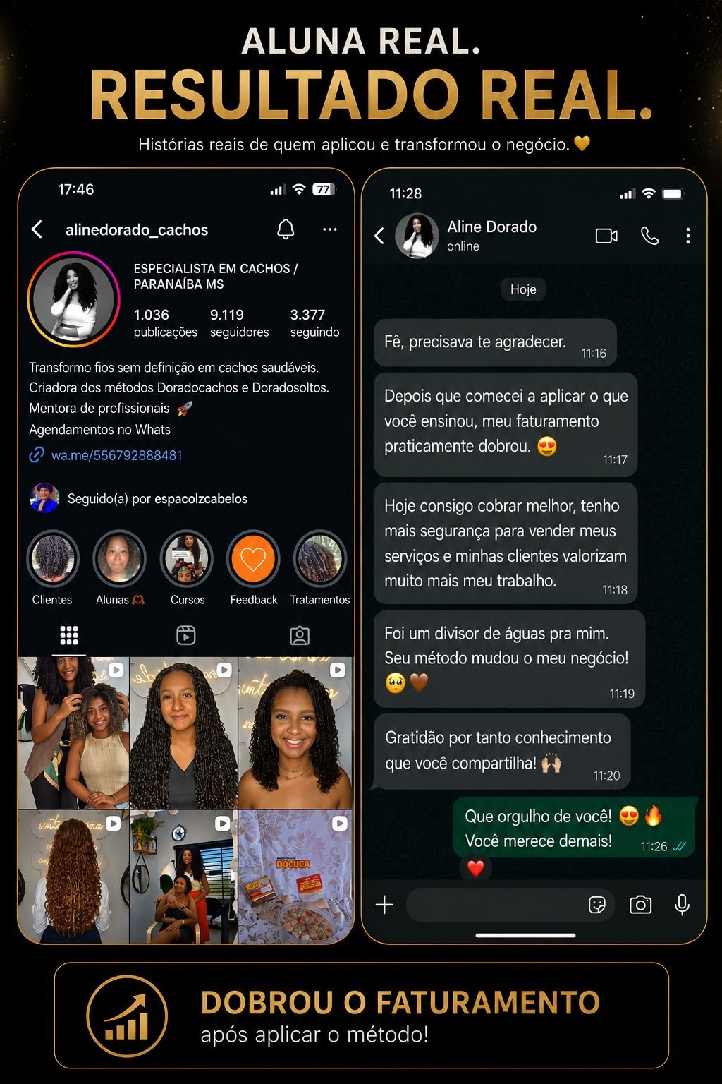 Mensagem da Aline no WhatsApp
